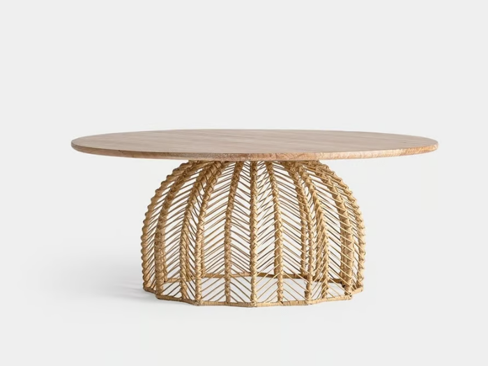 PLISSÉ RATTAN - Round mahogany and rattan coffee table _ Vical Home